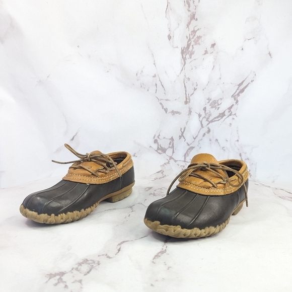LL Bean Duck Boots Size 8 Women Maine Hunting Shoe Low Ankle Tan Brown - Picture 5 of 11